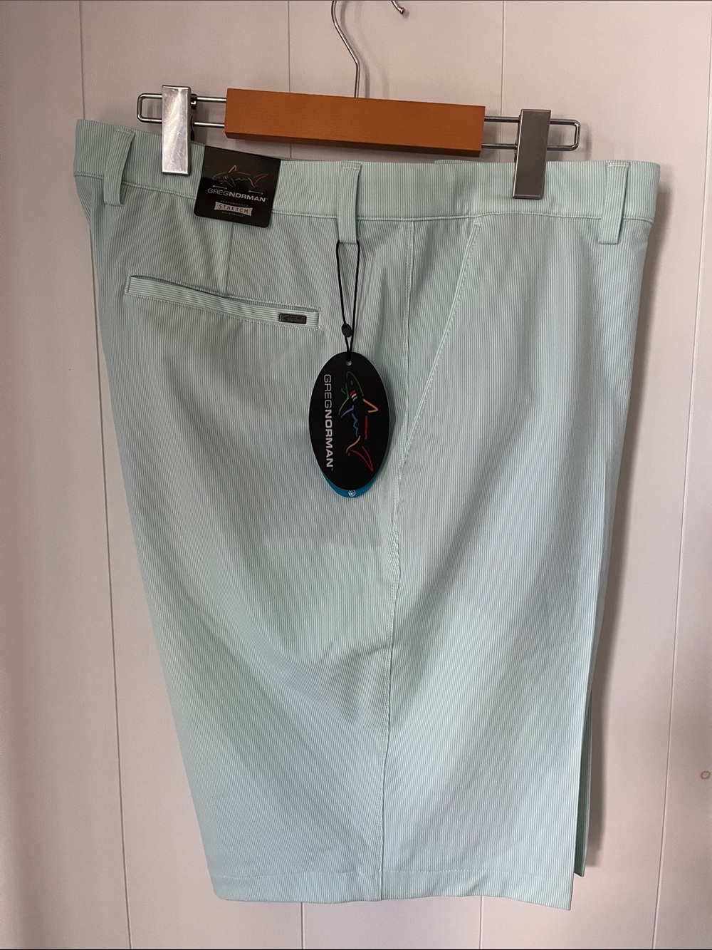 Greg Norman Collection Light Mint Striped Golf Shorts